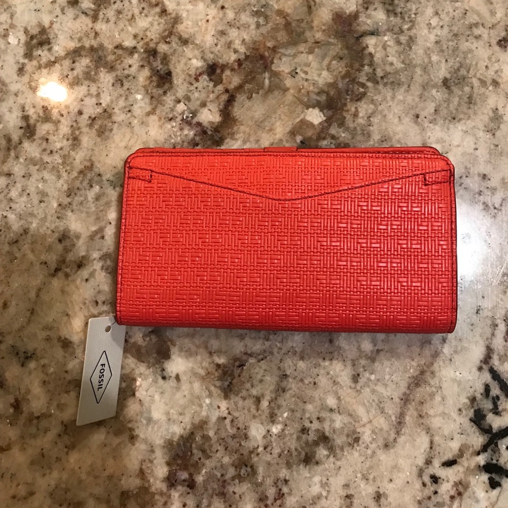 Fossil orange leather wallet